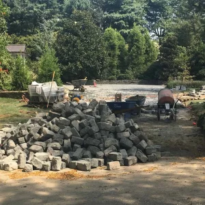 Masonry Worksite Stone Pile Suffolk County New York