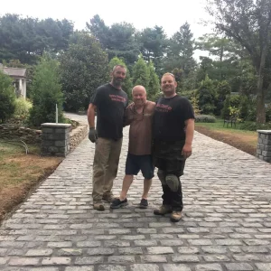 Three Men Cobblestone Driveway Suffolk County New York