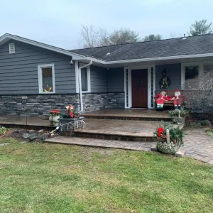 Christmas Decorated House Porch Suffolk County New York