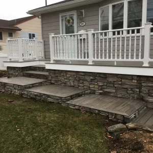 Stone Porch Steps Winter Suffolk County New York