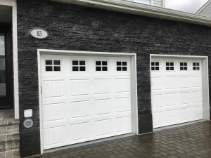 White Garage Doors Black Brick Suffolk County New York