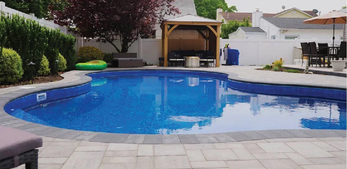 Backyard Pool Patio Scene Suffolk County New York