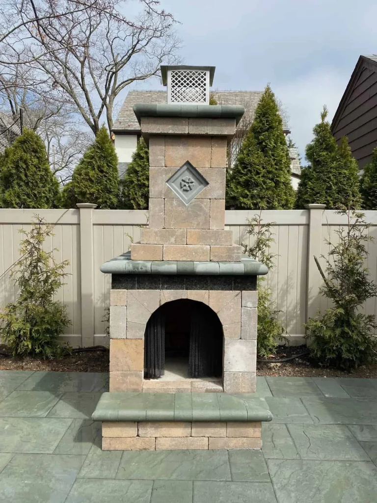 Outdoor Stone Fireplace Garden Suffolk County New York