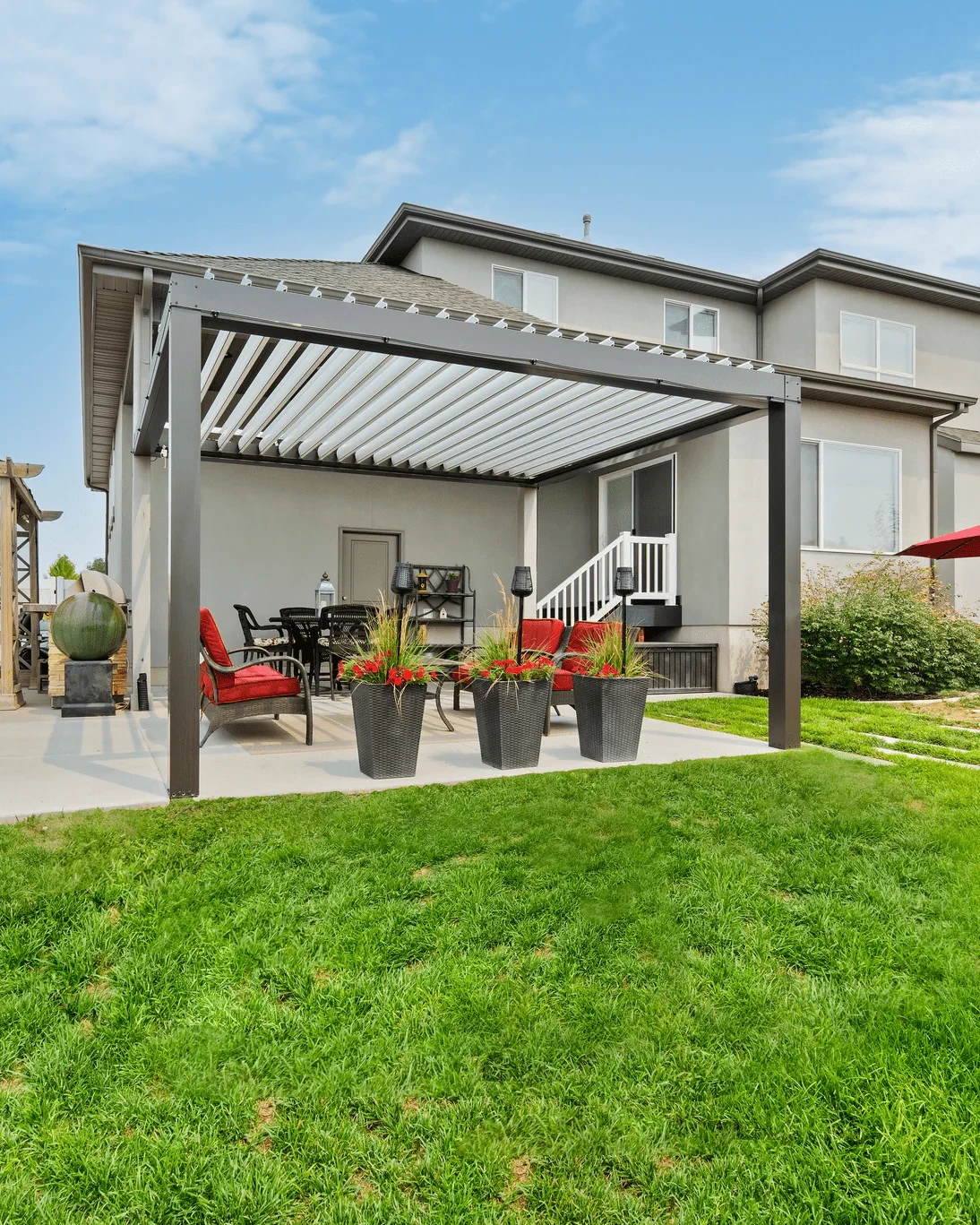 Modern Backyard Pergola Scene Suffolk County New York_1