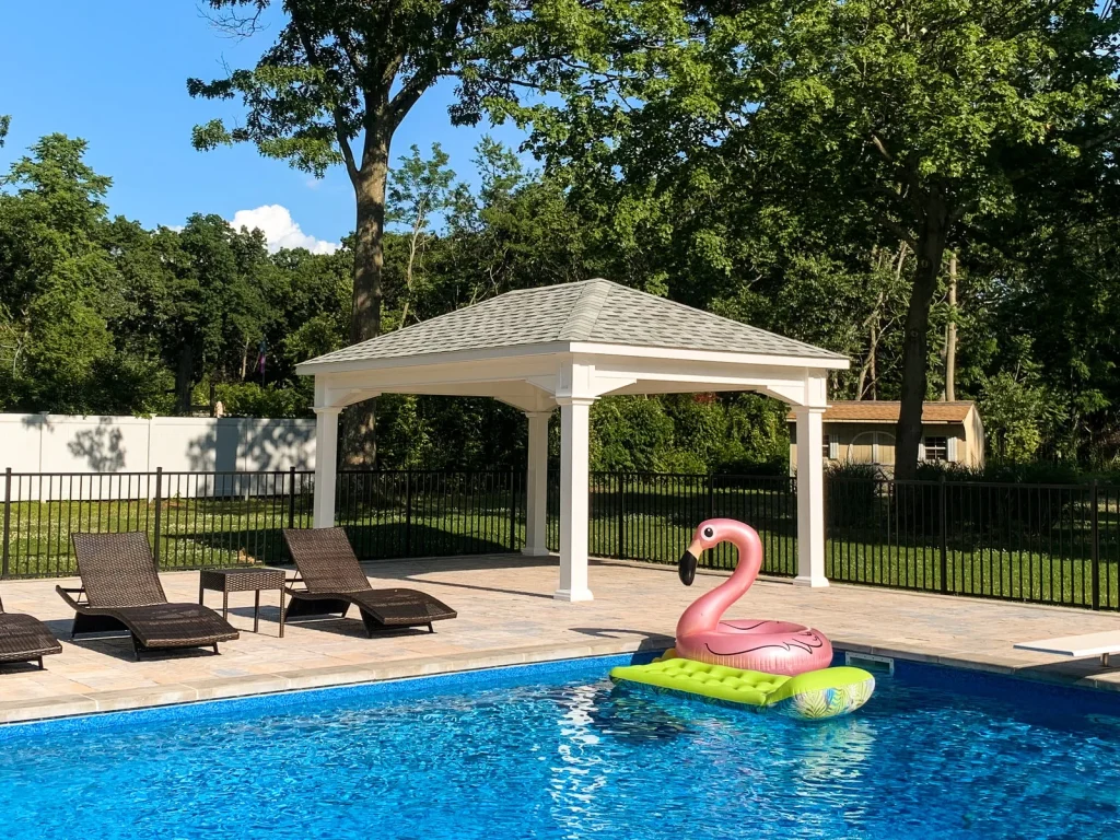 Poolside Pavilion Flamingo Float Suffolk County New York