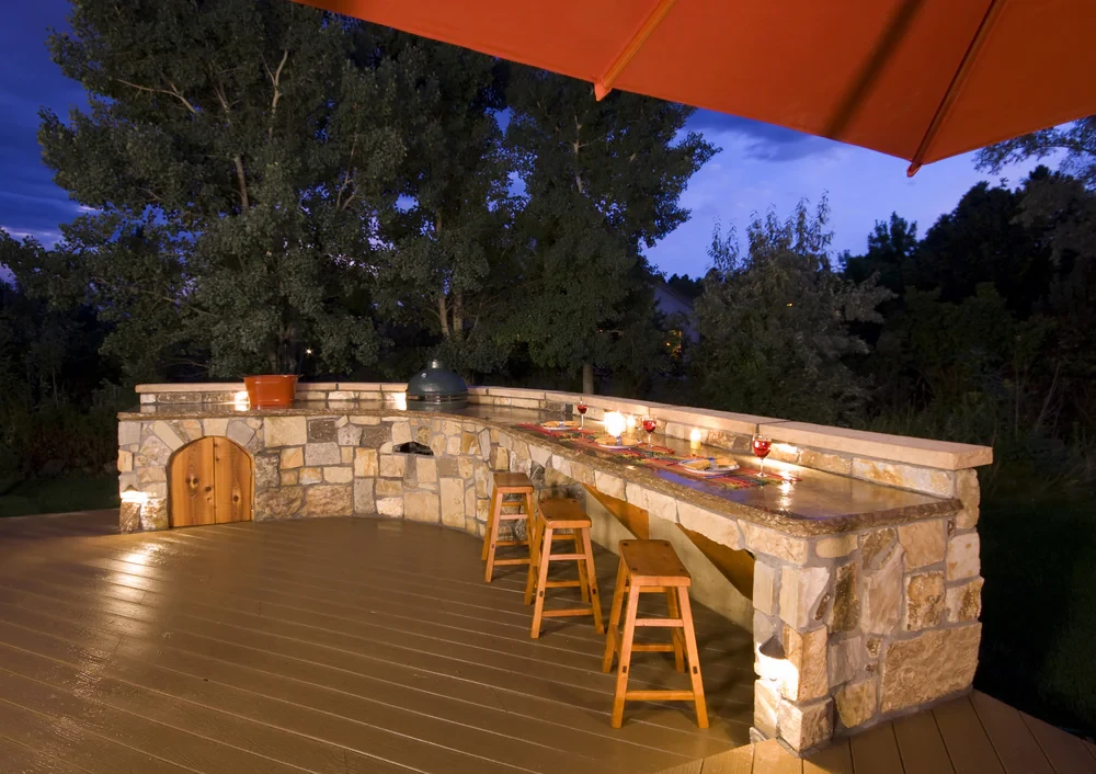 Backyard Dusk Outdoor Kitchen Suffolk County New York