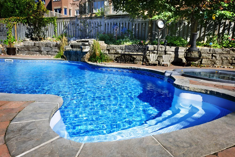 Backyard Pool Waterfall Lounge Suffolk County New York