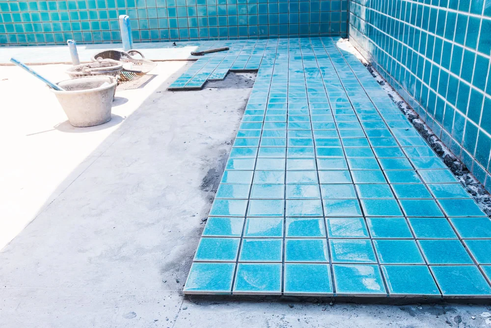 Pool Tile Installation Progress Suffolk County New York