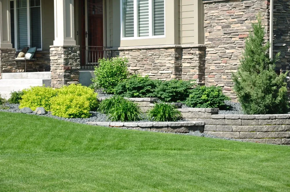 Landscaped Stone Wall Garden Suffolk County New York
