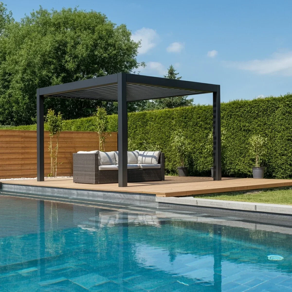 Modern Pergola Poolside Lounge Suffolk County New York