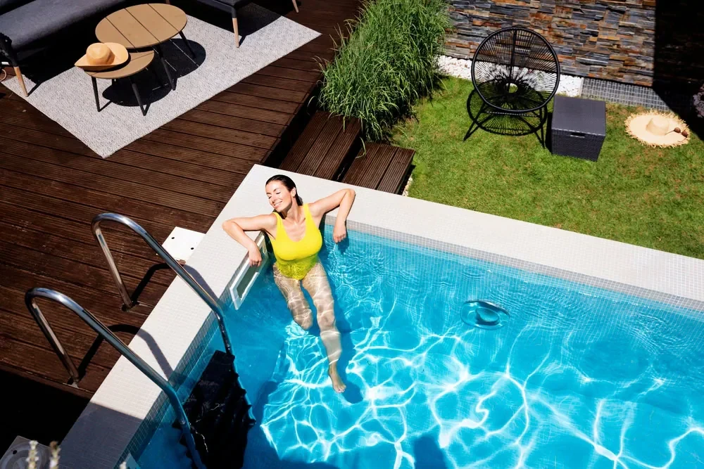 Woman Relaxing Poolside Newyork Suffolk County New York