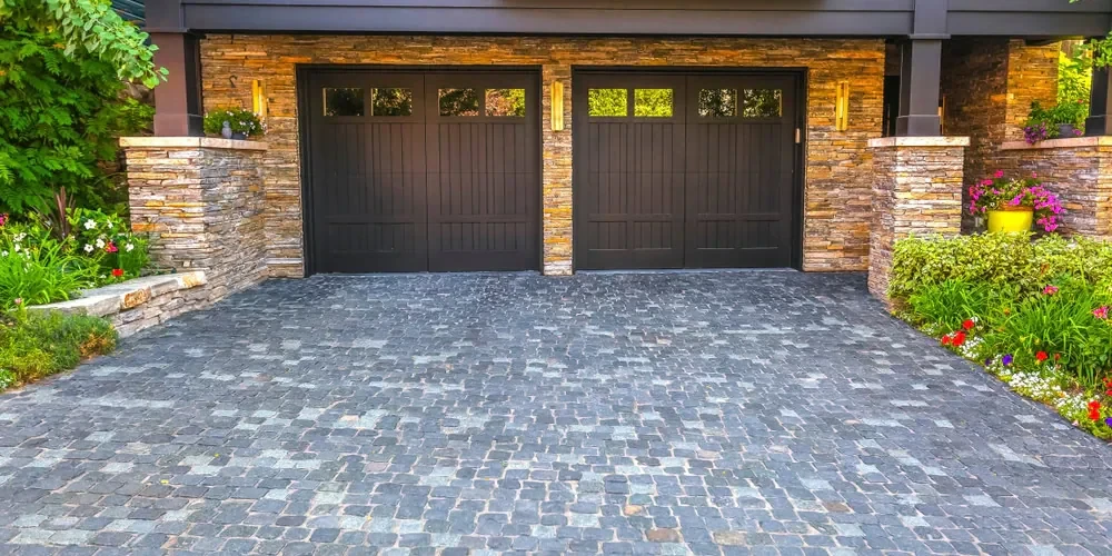 Stone Driveway Garage Exterior Suffolk County New York
