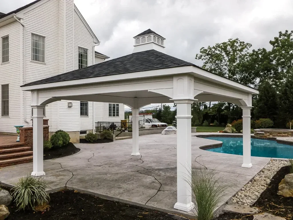 Poolside White Gazebo Patio Suffolk County New York